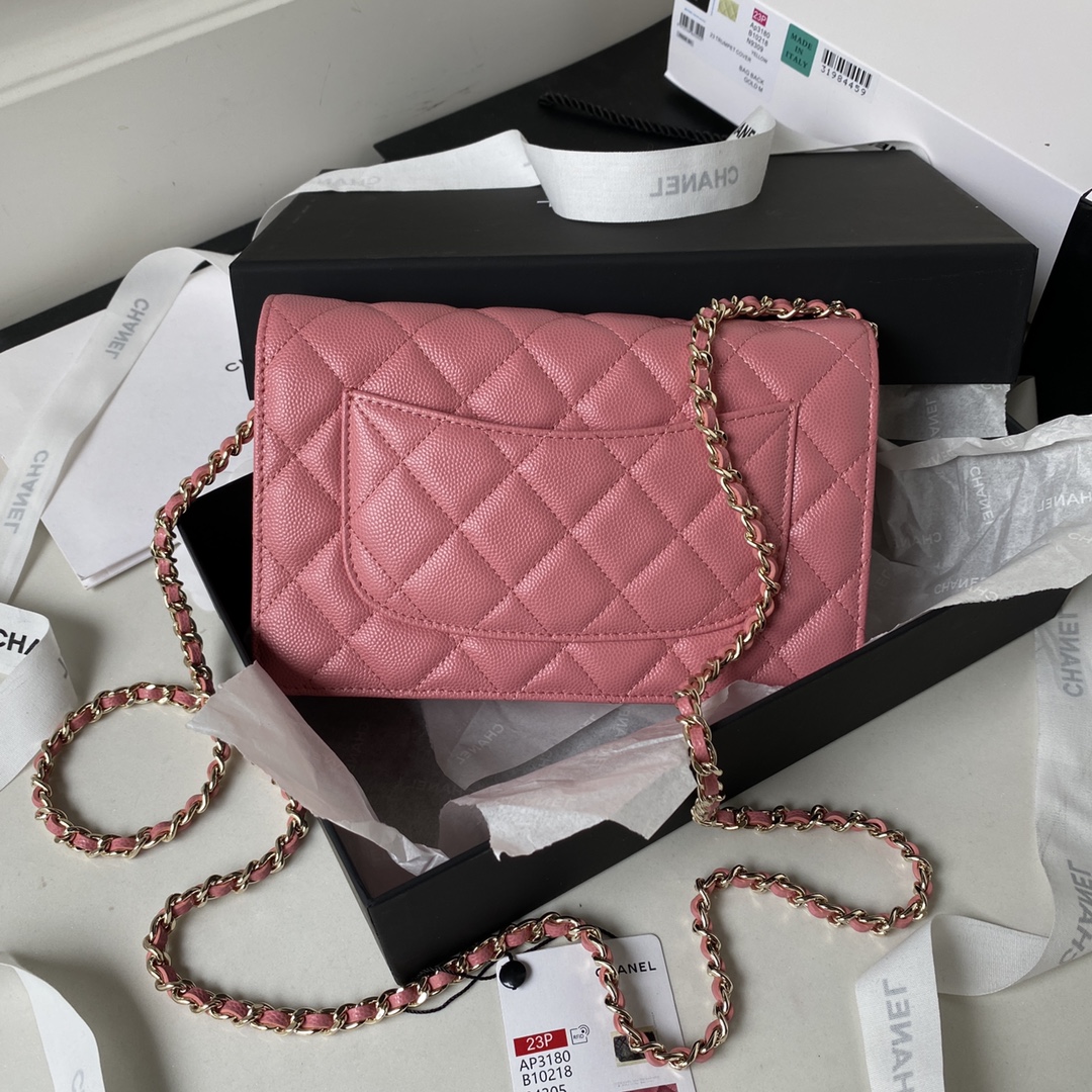 Caviar Leather Wallet On Chain Shoulder Bag AP3180 Pink